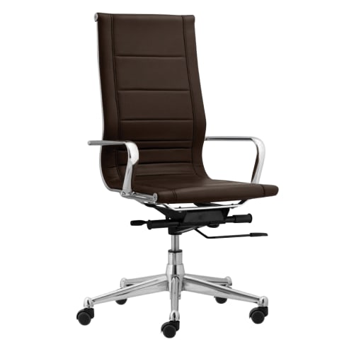 Florence High Back Task Chair, Brown with Metal Arms